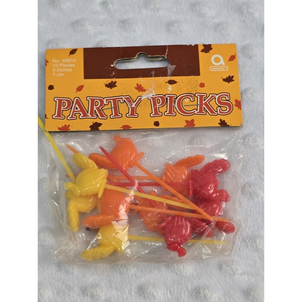 Amscan Decorative Thanksgiving Turkey Party Picks Toothpicks 10pc Plastic 40810